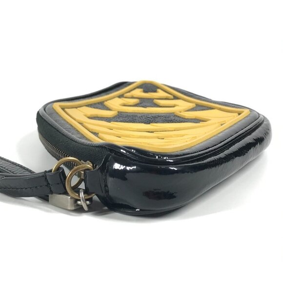 GUCCI 524316 Game List Logo Pouch with strap Clutch bag Black/yellow - Picture 3 of 13